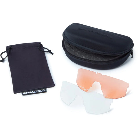 Madison Crypto Eyewear - Matt White Frame with Fire Mirror, Amber & Clear Lenses (3 Pack)