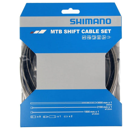 Shimano MTB gear cable set, stainless steel inner wire, black